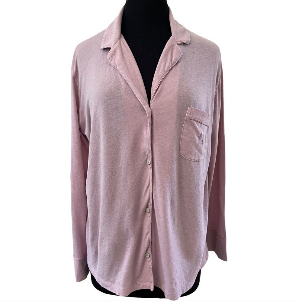 𝅺VICTORIA’S Secret Button Down Sleep Shirt Sz L